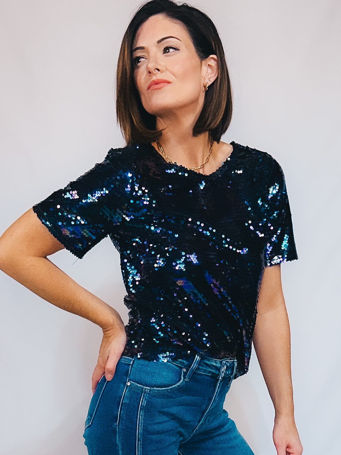 All in Sequins Top